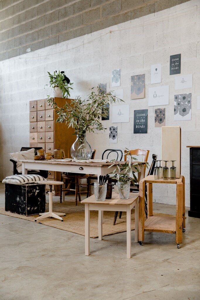 Industrial Cream Stool