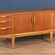 Retro 1960s teak jentique mid century sideboard with folded handles