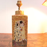 Set of two handmade ceramic gustav klimt table lamps, 80s