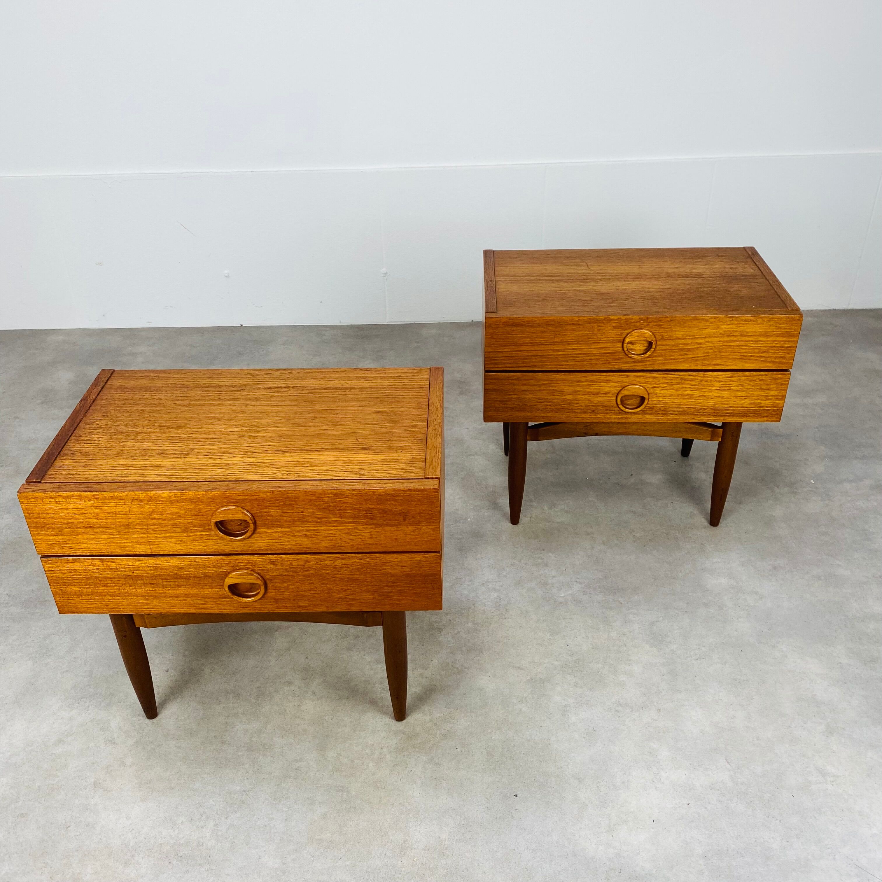 Pair of Scandinavian teak bedside tables 60s