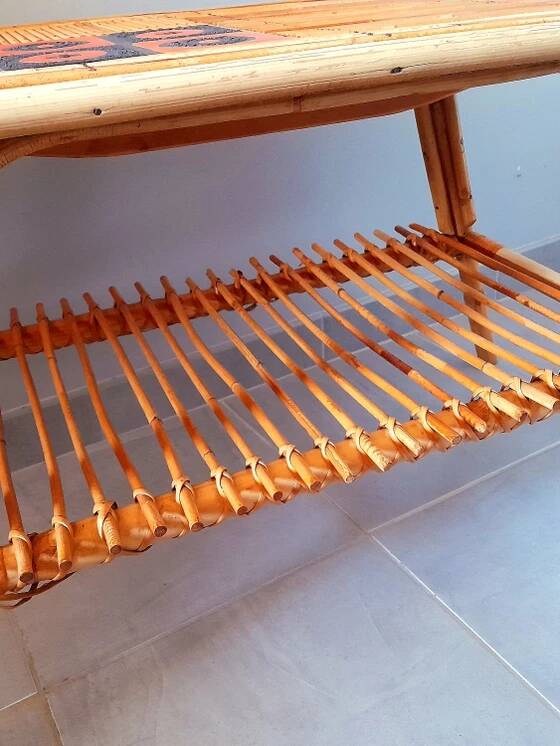 Audoux Minet / Capron 1950 rattan coffee table