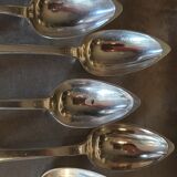 grâgout spoons, plain, monogrammed, solid silver