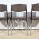 Suite of 3 Leather and Chrome Metal Chairs, attributed to Collomb Creation – 1970