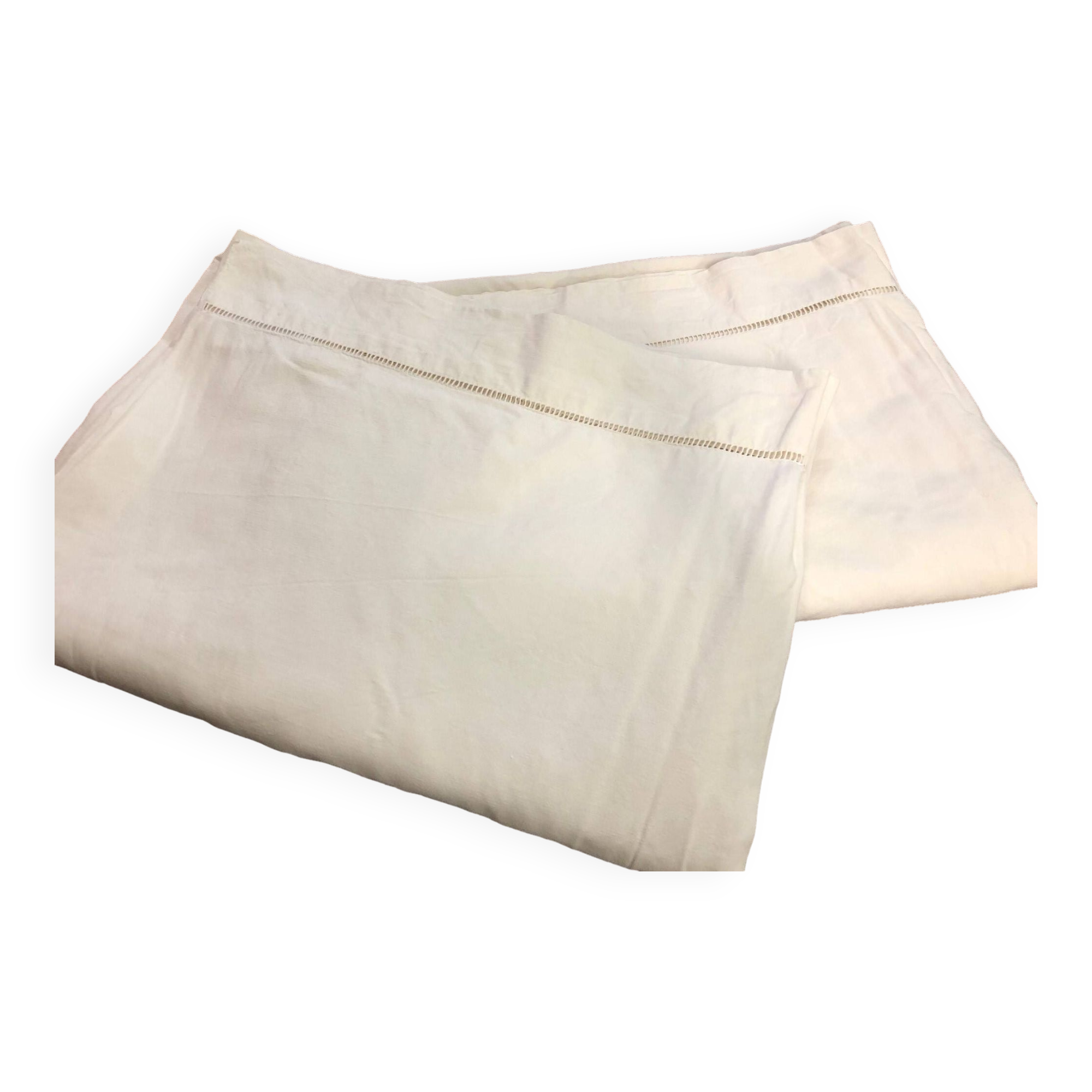Lot de 2 draps anciens en toile blanche