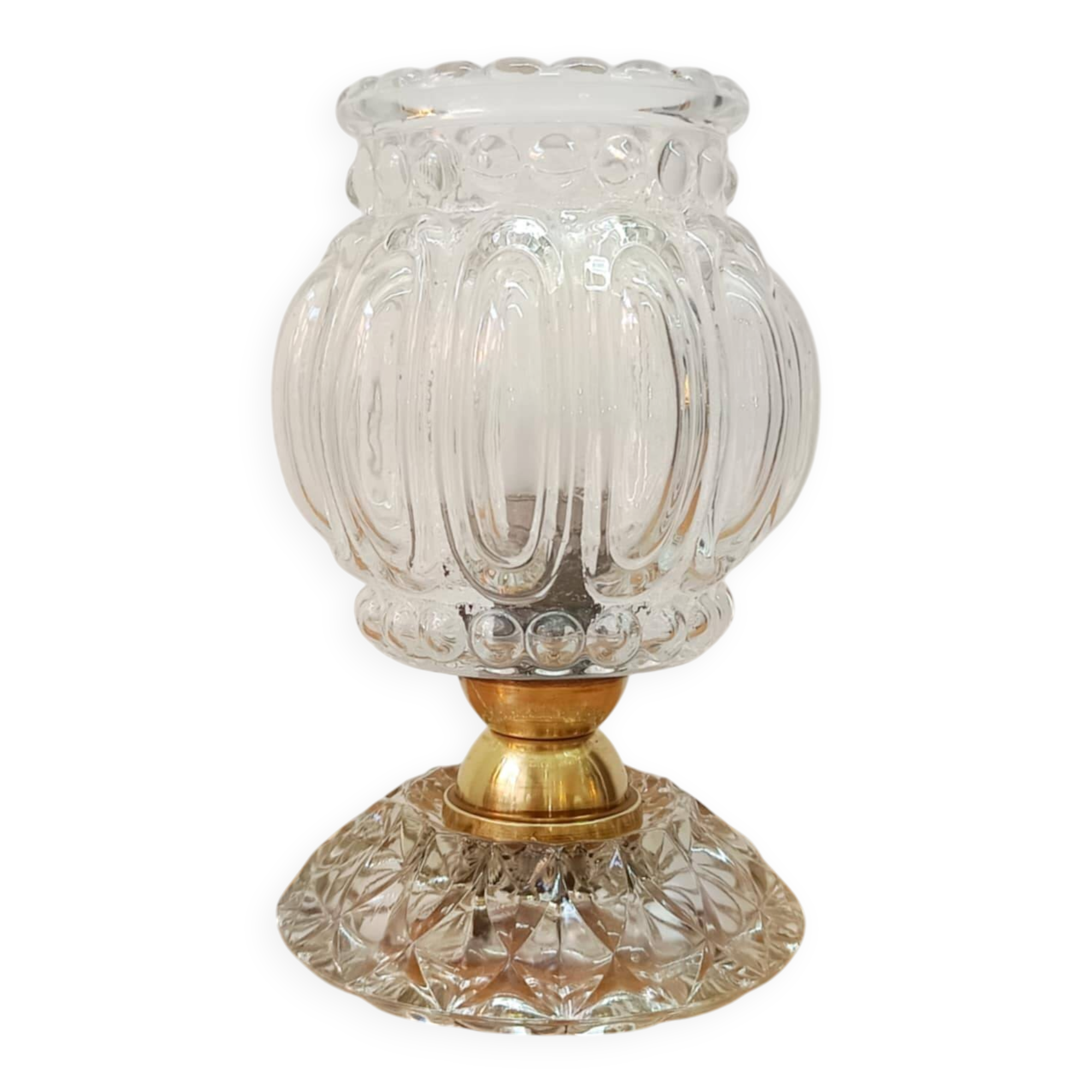 Art Deco glass and brass table lamp