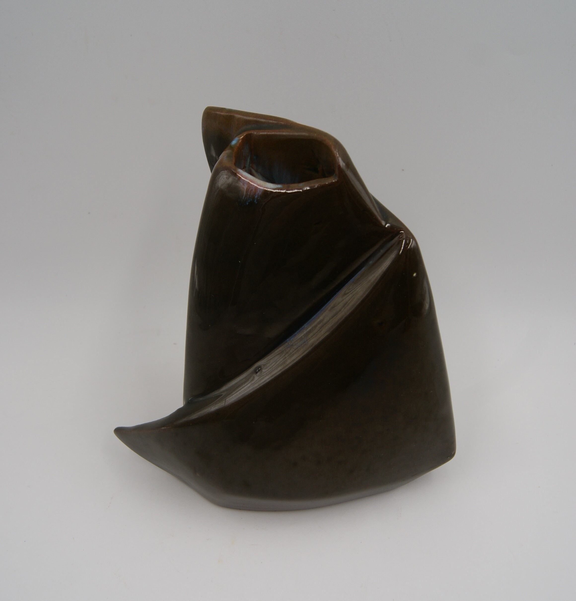 Vintage free-form enamelled stoneware vase