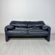 Canapé en cuir Maralunga 2 places vintage des années 1980 par Vico Magistretti pour Cassina