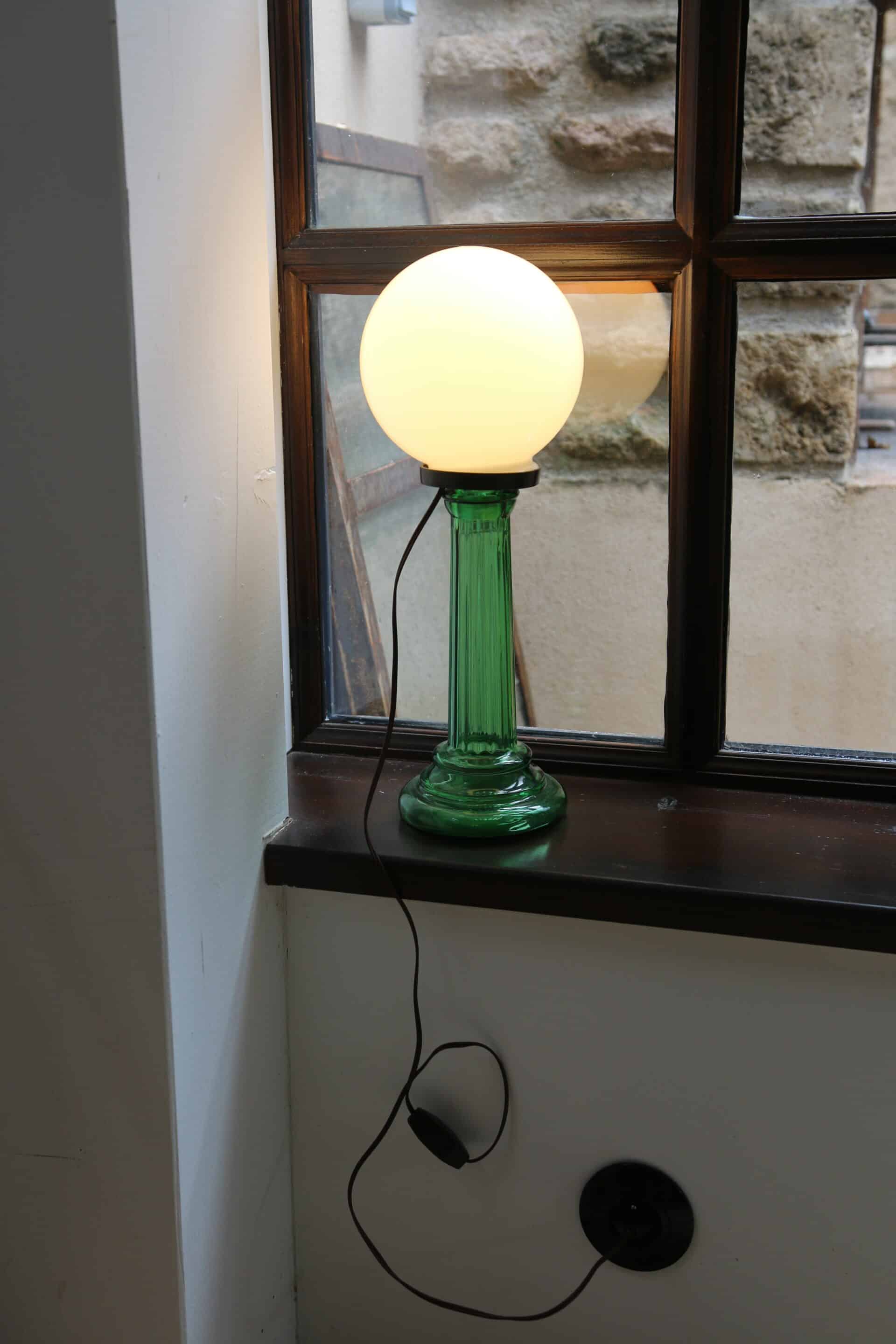 Upcycled opaline lamp