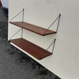 Scandinavian double shelf in teak
