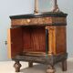 Antique walnut bedside tables with marble and burl, Italy, 20th century.