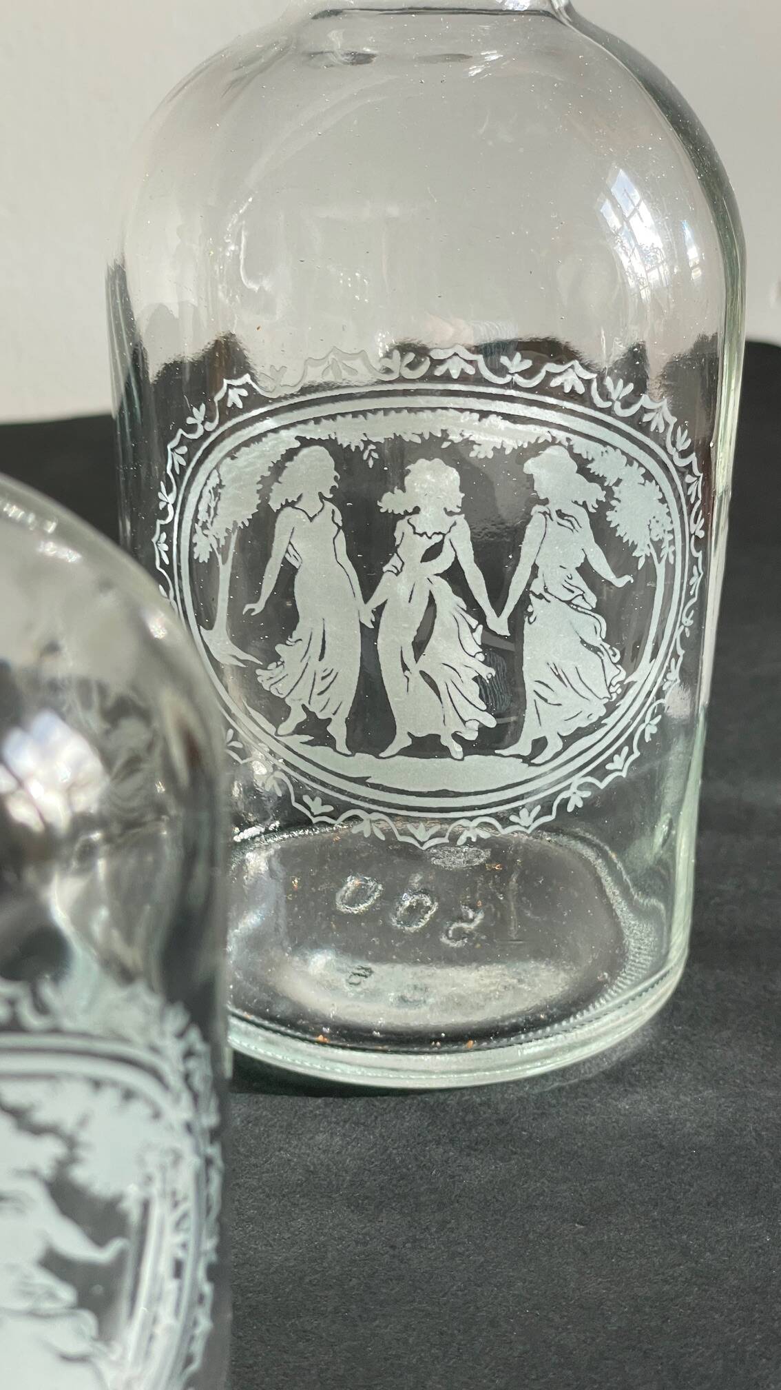 BOUTEILLES Verre Gravé et Bois VINTAGE