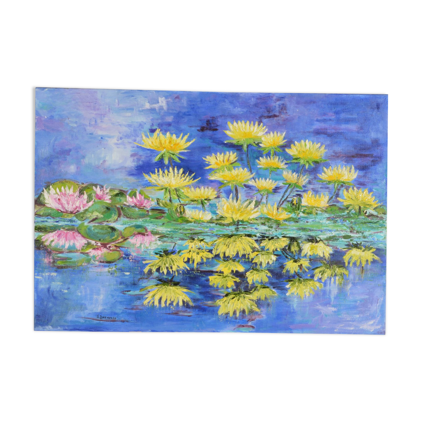 Oil on canvas water lilies