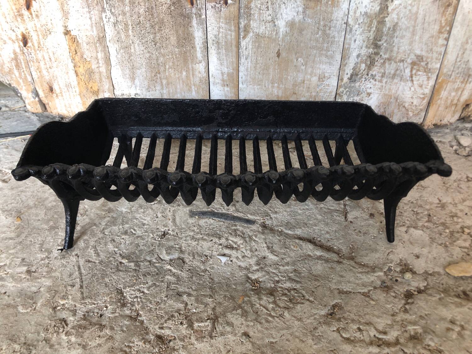 Old Vintage Black Cast Iron Fireplace