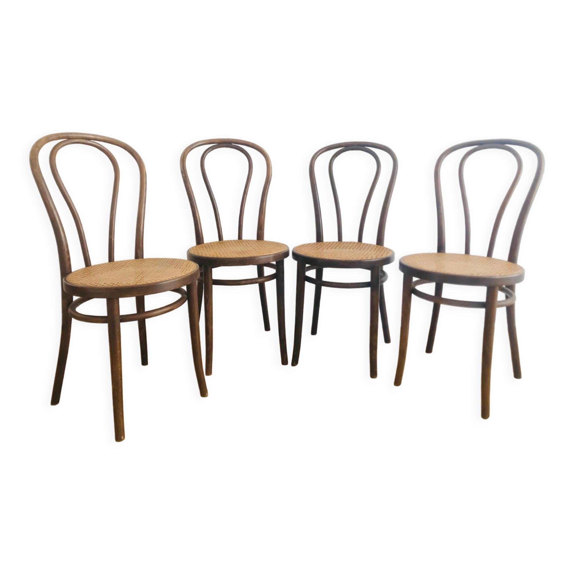 Lot 4 chairs ZPM Radomsko 1960 in canning and wood