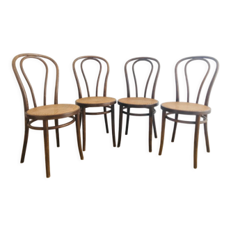 Lot 4 chairs ZPM Radomsko 1960 in canning and wood