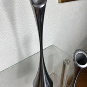 Paire de bougeoirs design en acier inoxydable