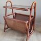Braided rattan side table and smoked glass