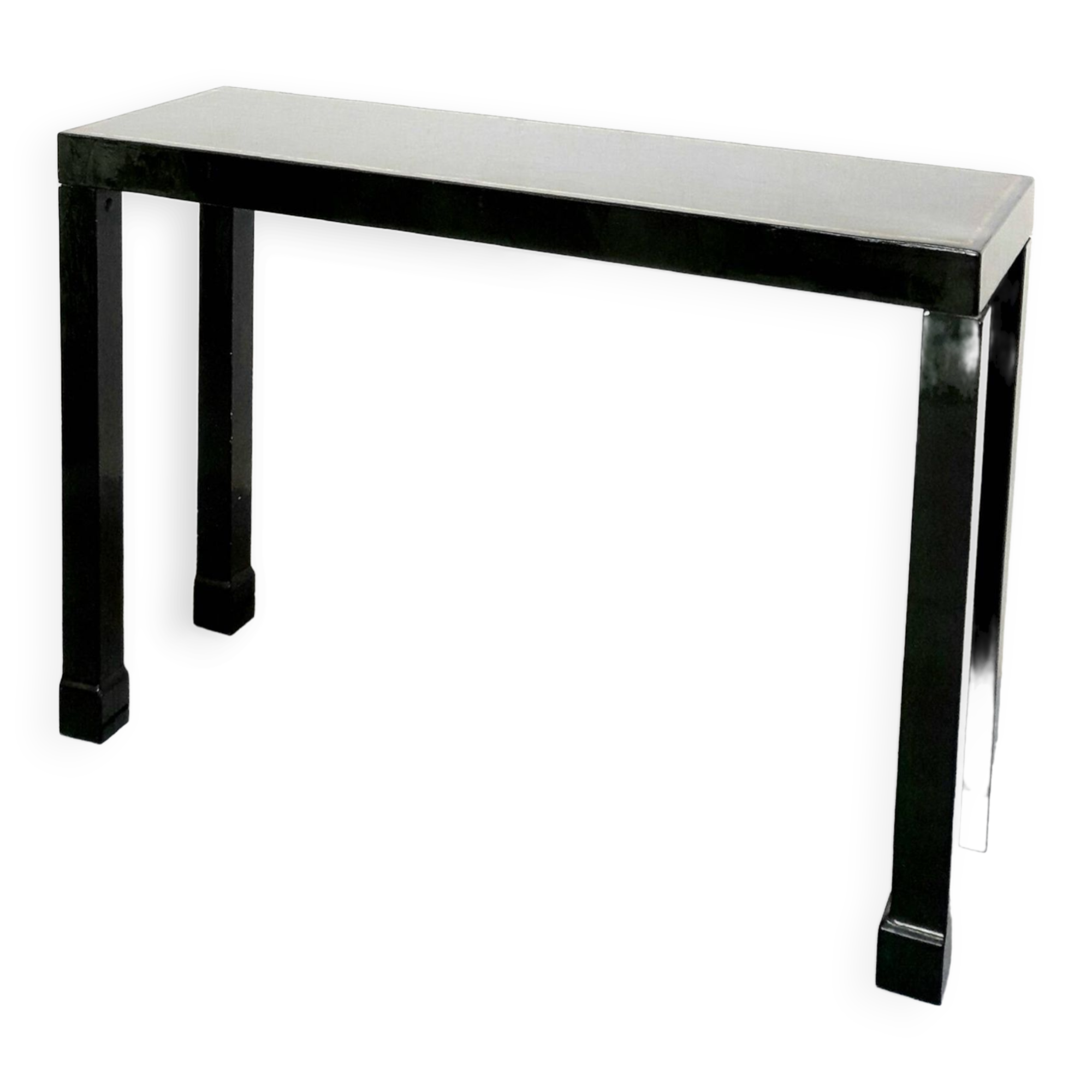 Console table in green lacquer 6 French work from the 70s in the style of Maison Jansen