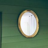 Golden oval mirror - 36 x 47