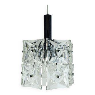 Kinkeldey mid century pendant light crystal glass and chrome 1960s