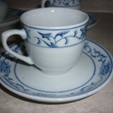 4 cups and sub-cups ceramic white and blue
