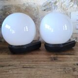 Pair of RZB Leuchten opaline globe wall lights