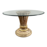 Table with a central carved wooden base, 20th century
