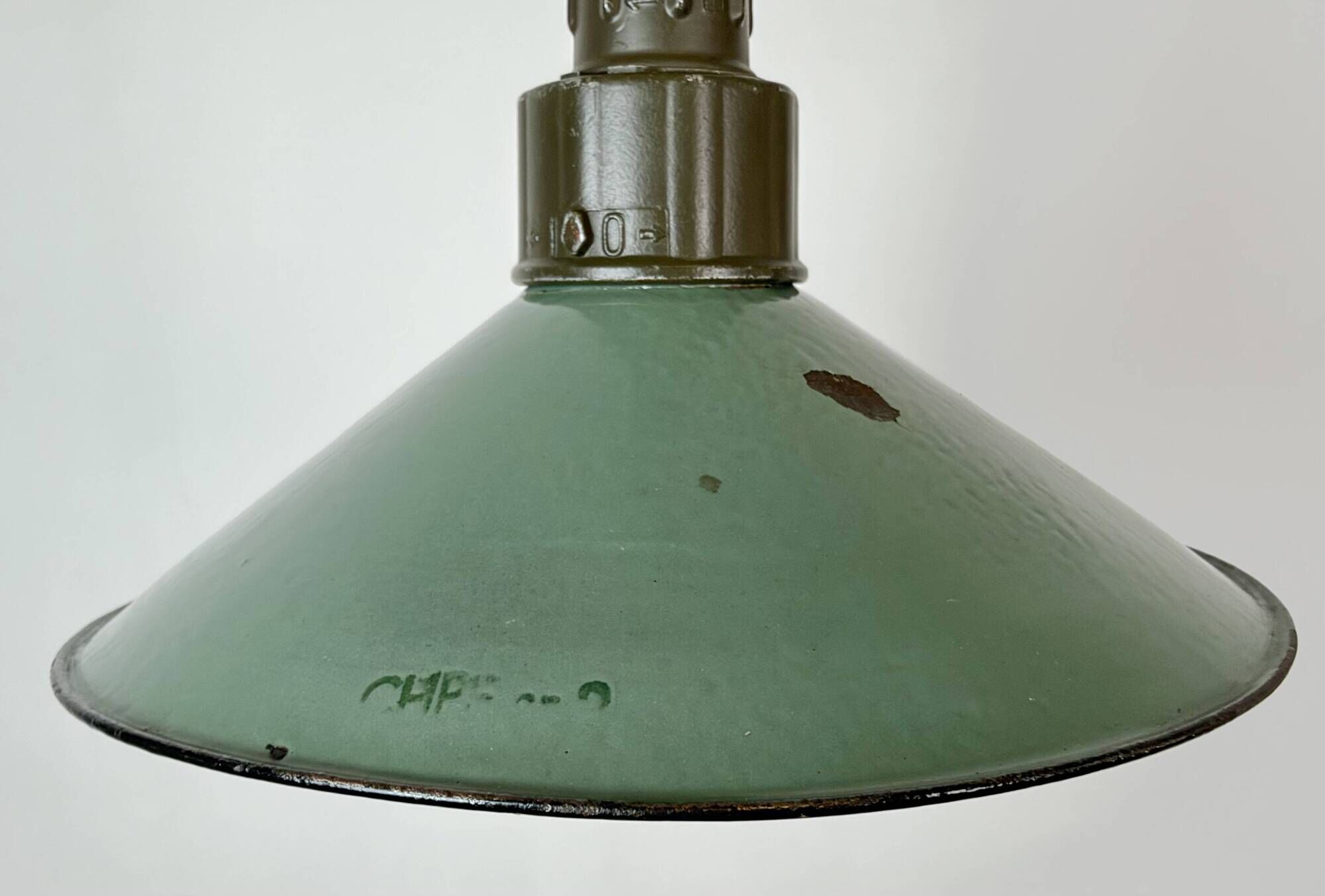 Industrial Petrol Enamel Military Pendant Lamp with Cast Aluminium Top