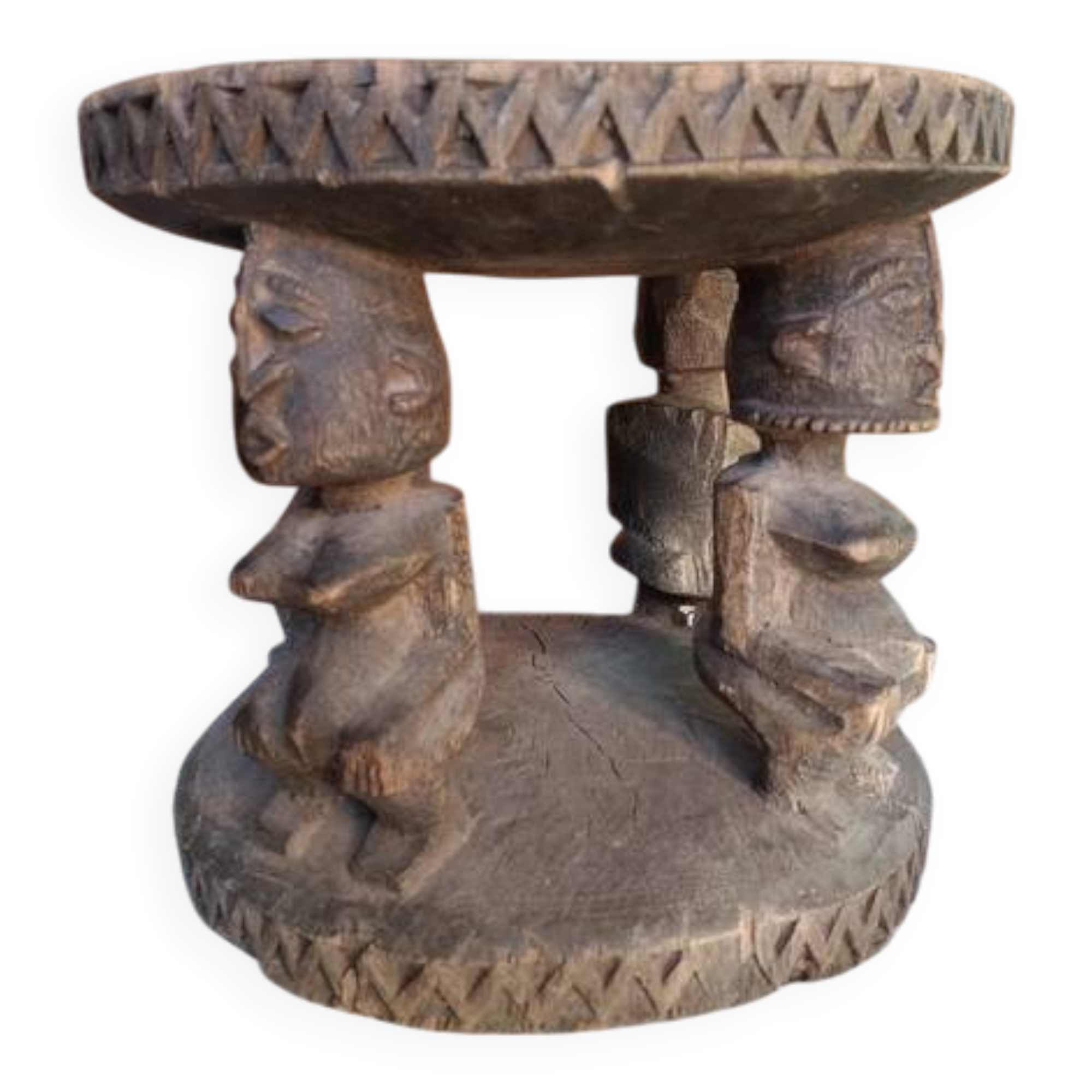 African art, tribal art, antique caryatid stool