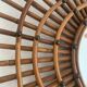 Miroir vintage 1960 soleil rotin style ORTF spirale - 80 x 62 cm
