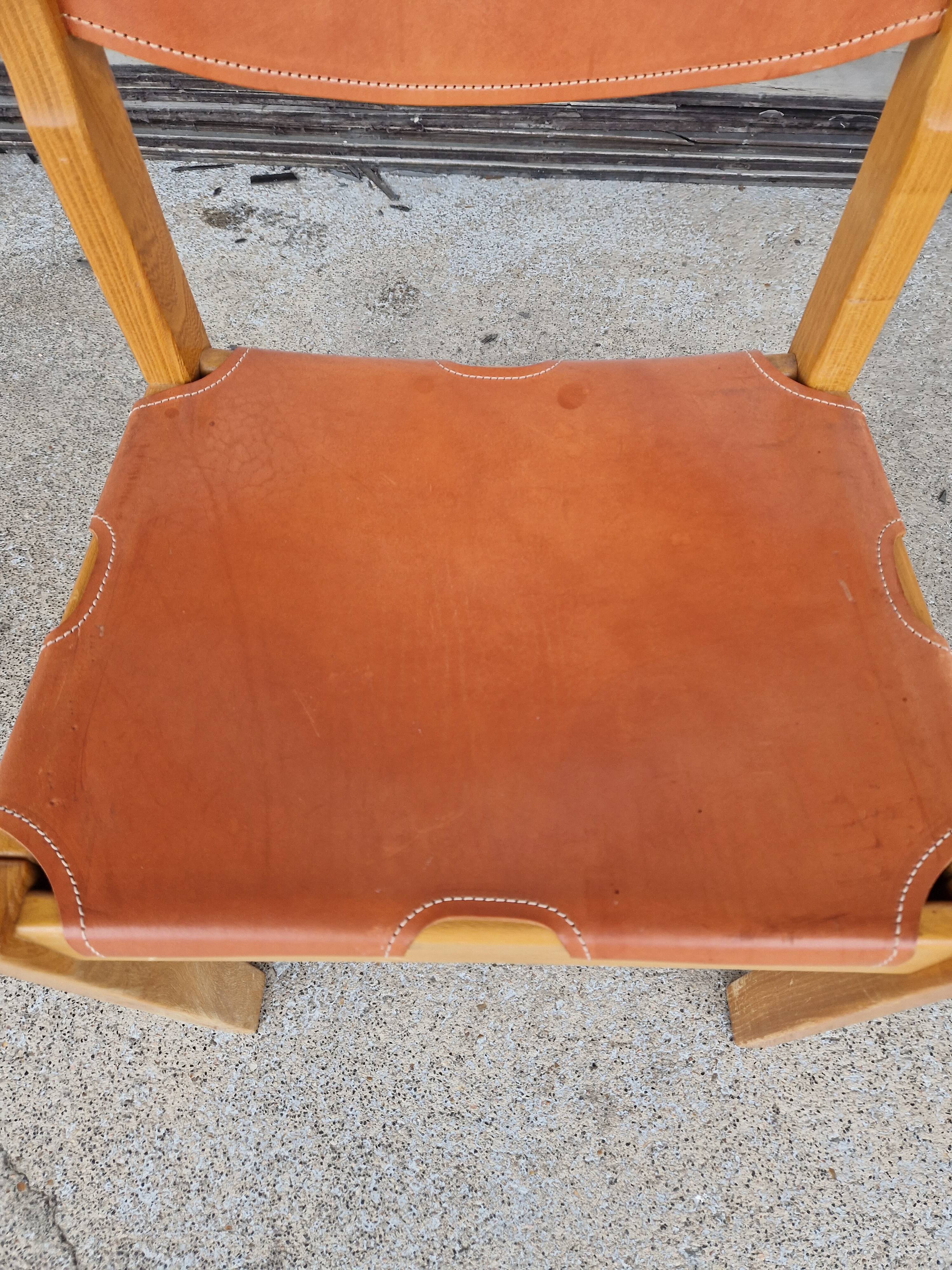 Vintage elm chair by Maison Regain, France 1980