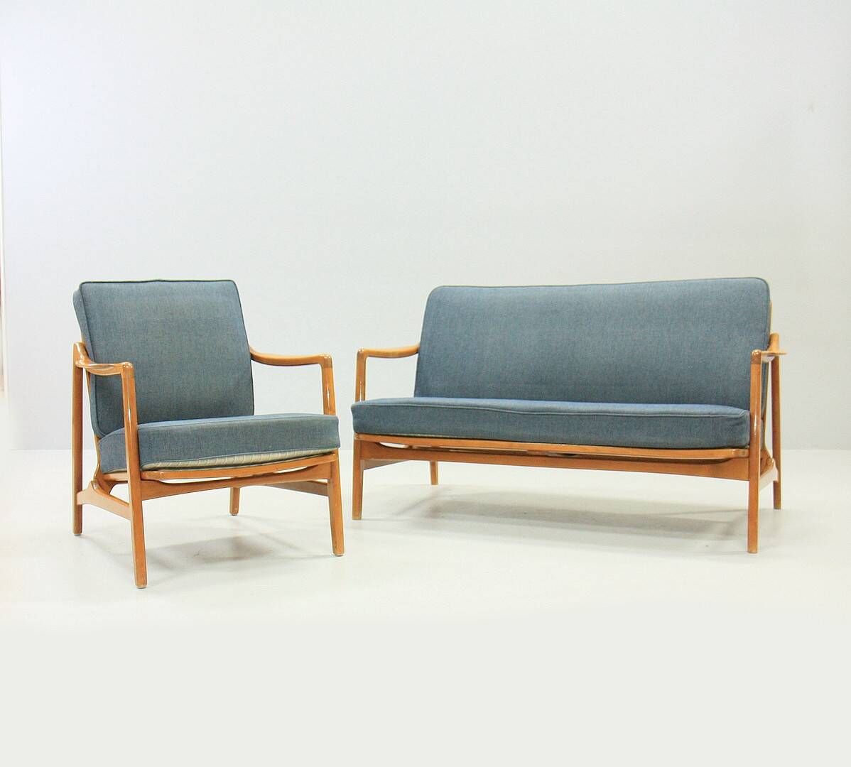 Mid-Century Sofa Set with Easy Chairs by Tove & Edvard Kindt-Larsen 60s