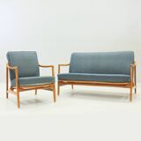 Mid-Century Sofa Set with Easy Chairs by Tove & Edvard Kindt-Larsen 60s