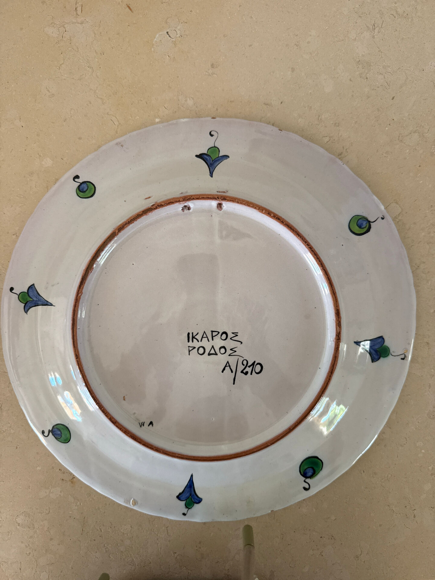 Large ceramic dish Greek IKAROS RHODES – hand-painted – 35 cm