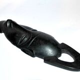 African ebony wood mask - vintage bearded head ethnic africa 22x7