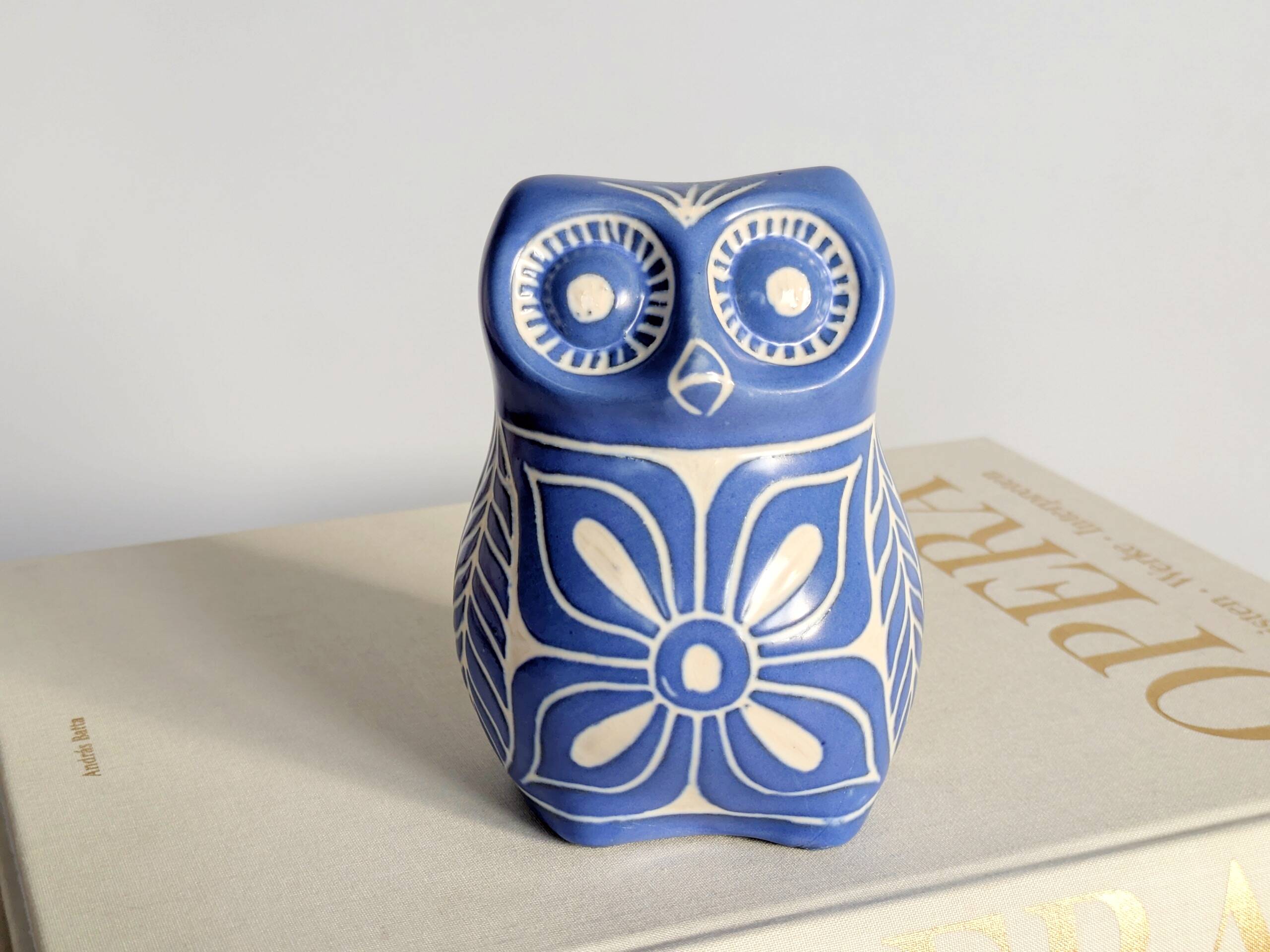 Midcentury ceramic owl figurine, Pablo Zabal, Chile, 1970s.