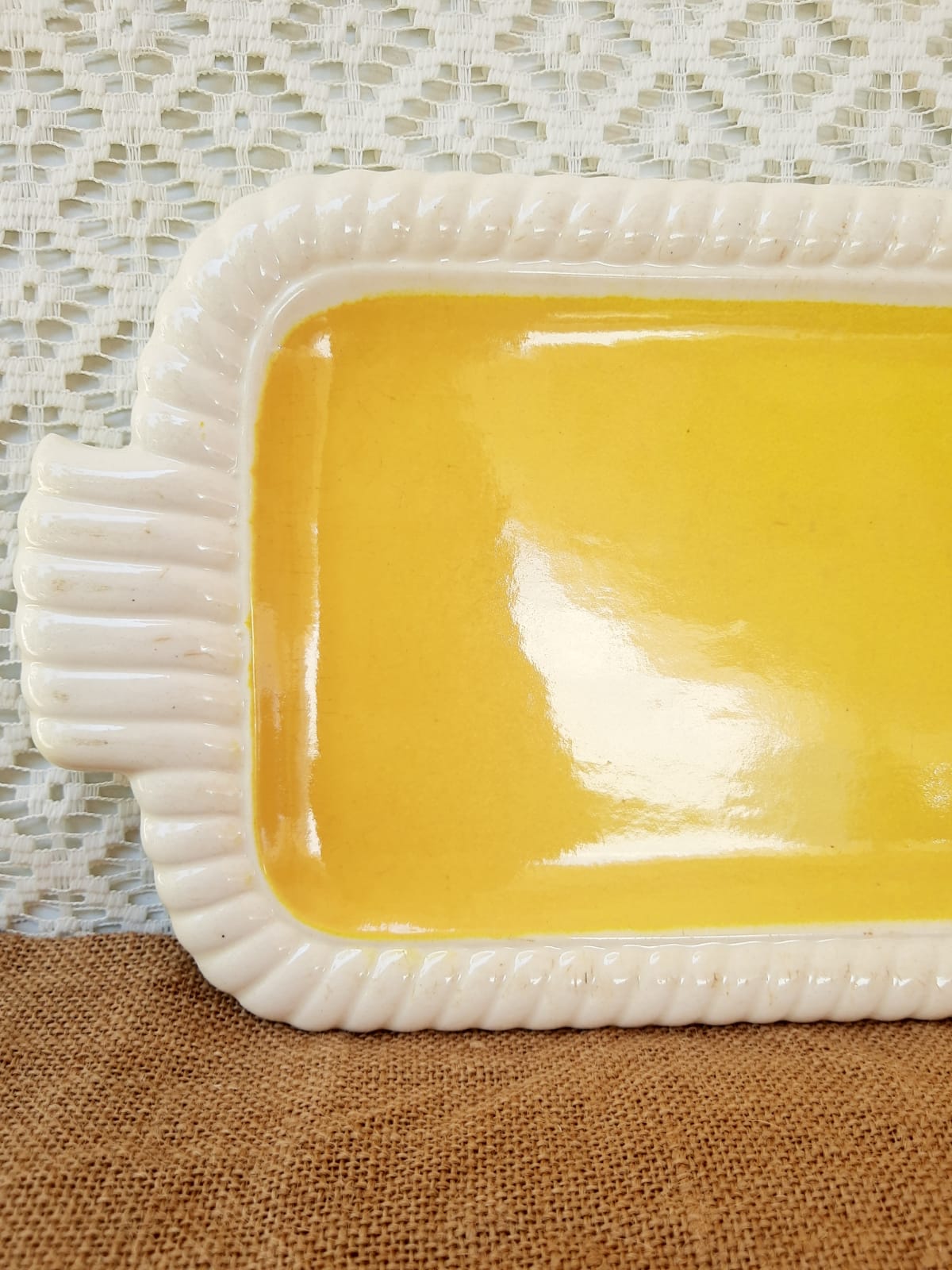 Longwy France Yellow Dessert Service