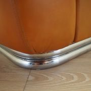 Orange leather sofa, Space Age design, 1960s, production: Italy