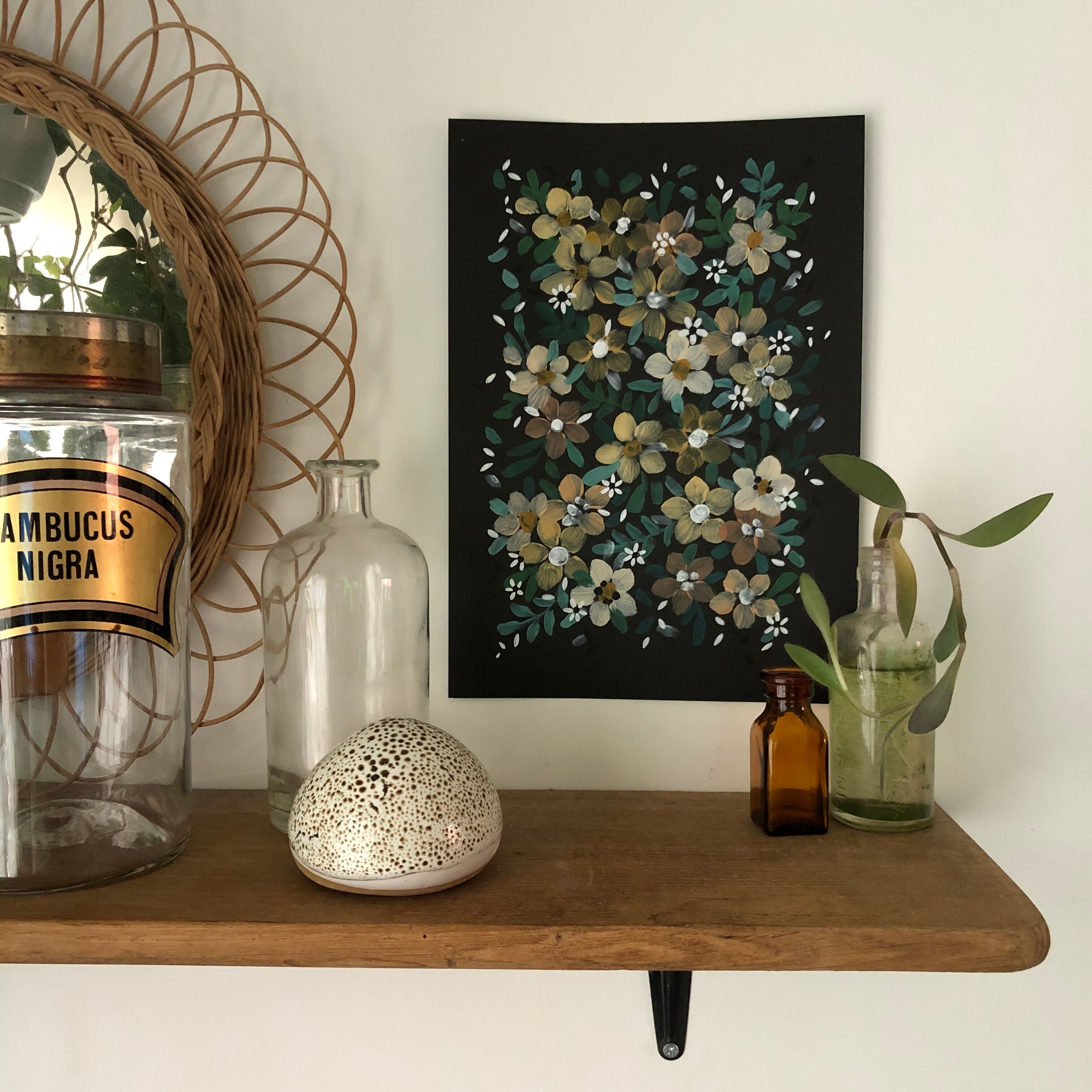 Peinture a4 fleurs jaunes et blanches