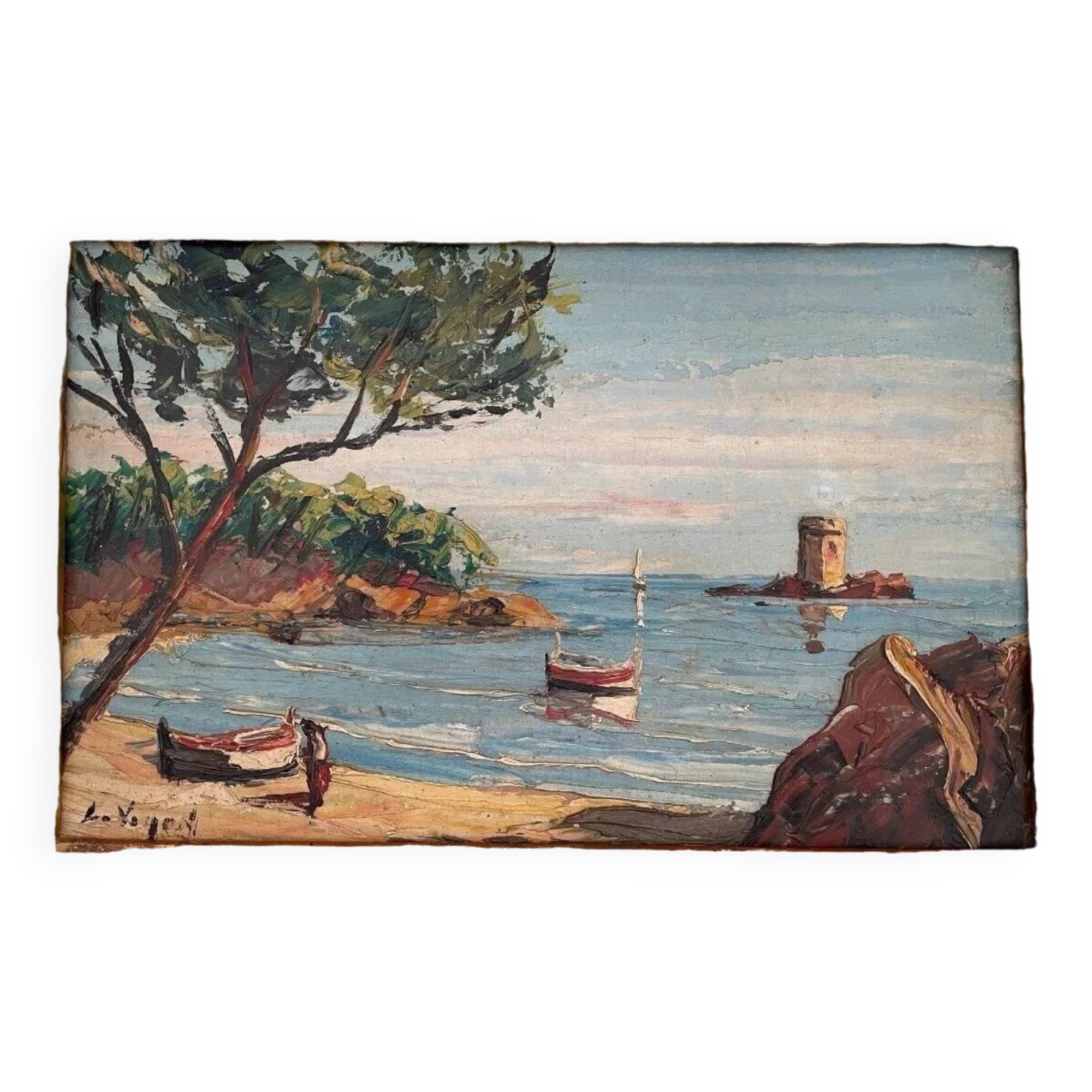 Vintage Oil Painting of a Sea Cove