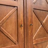 Vintage solid oak cross-braced wardrobe 1940