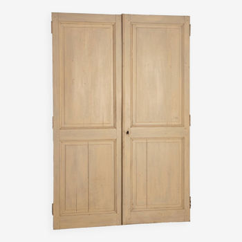 Old double cupboard door in white wood and fir n°4