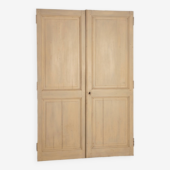 Porte double de placard ancienne en bois blanc et sapin n°4