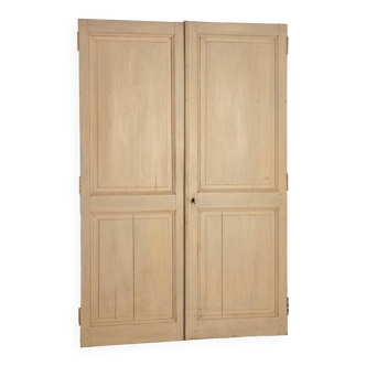 Old double cupboard door in white wood and fir n°4