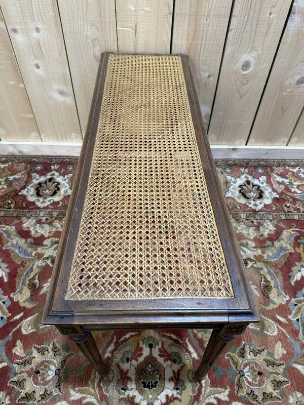 Banc - Banquette de piano / d'office en cannage Louis XVI