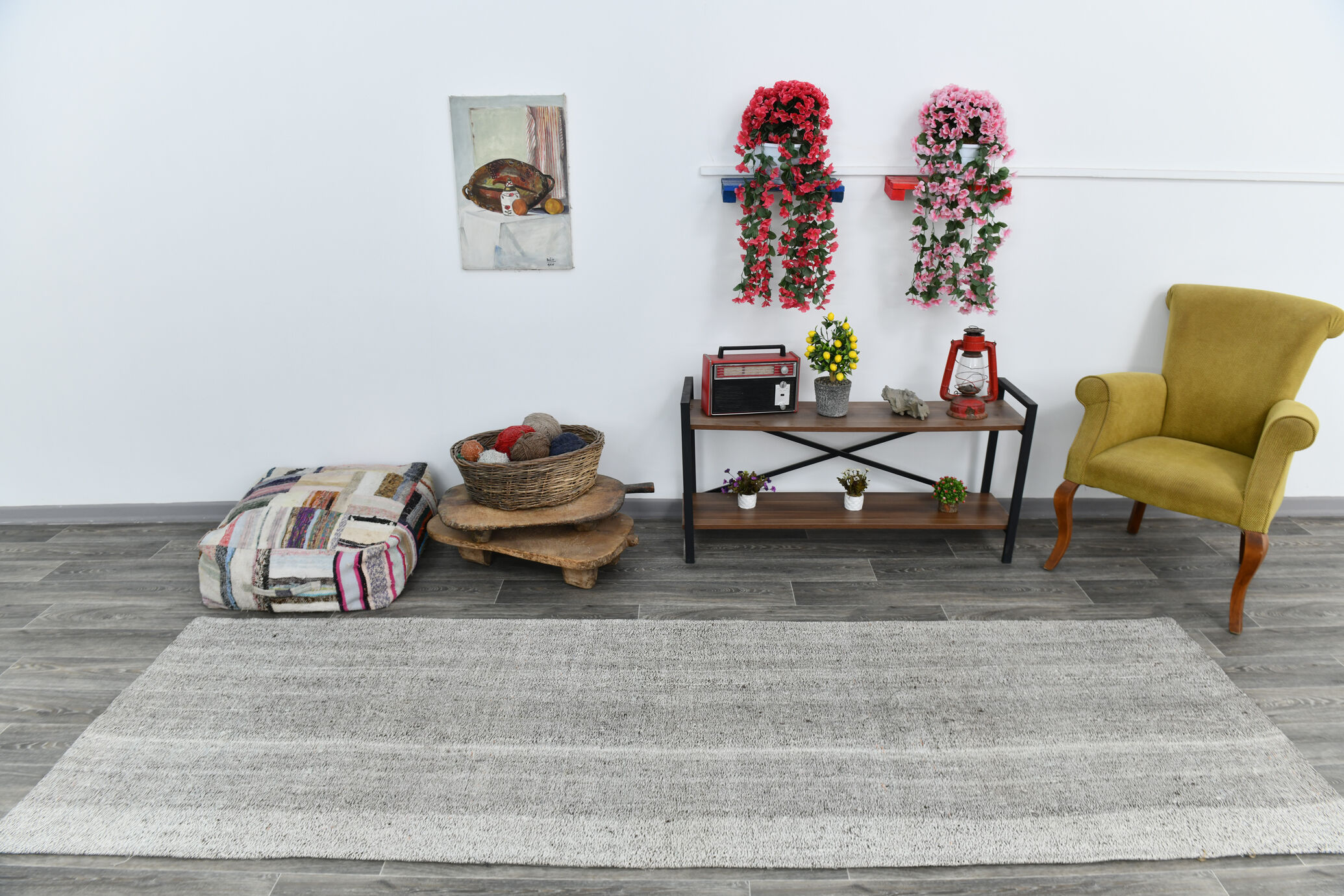 Modern oushak runner rug 103x316cm