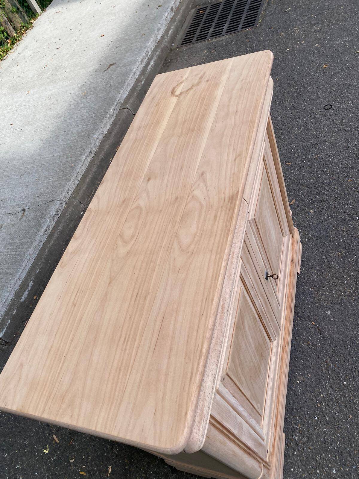 Louis Philippe buffet with 2 drawers and 2 doors, stripped wood from the 2000s.