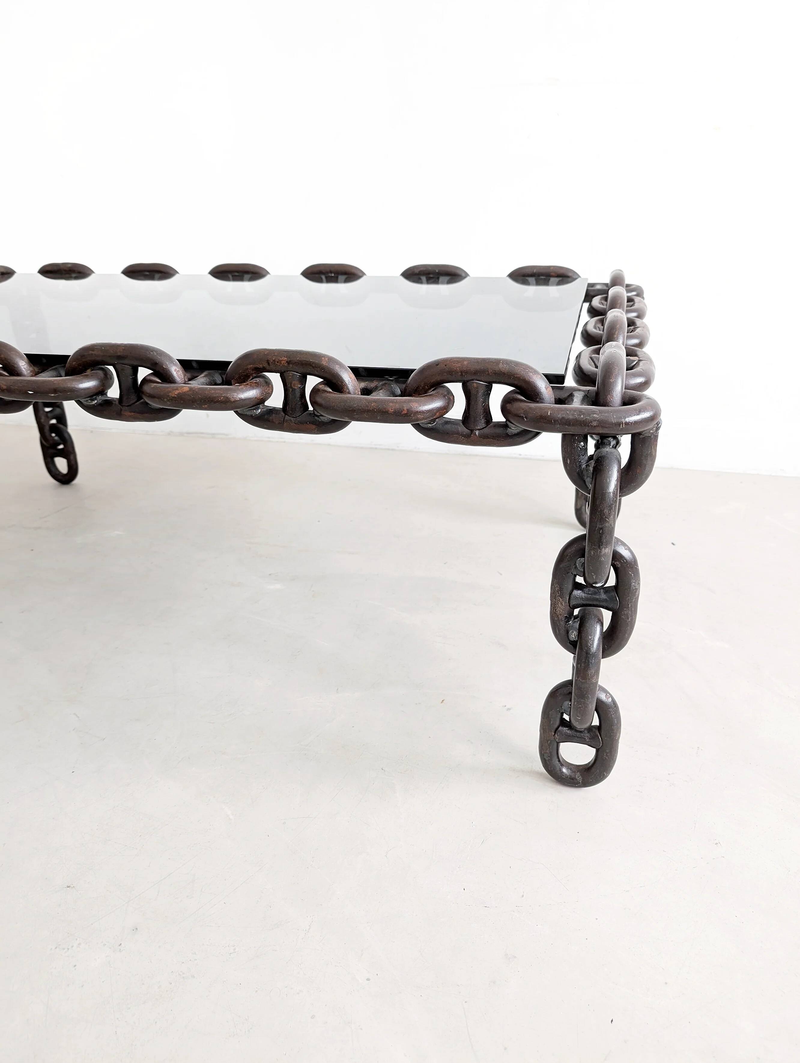 Brutalist chain link coffee table 1970s