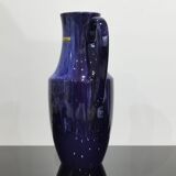 Handle vase West Germany 407-35 in vintage blue ceramic Scheurich 70'S