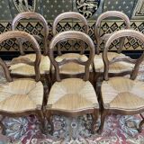 Set of 6 Louis Philippe style straw chairs